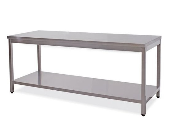 Tavoli inox con ripiano senza alzatina cm.40-200x80.